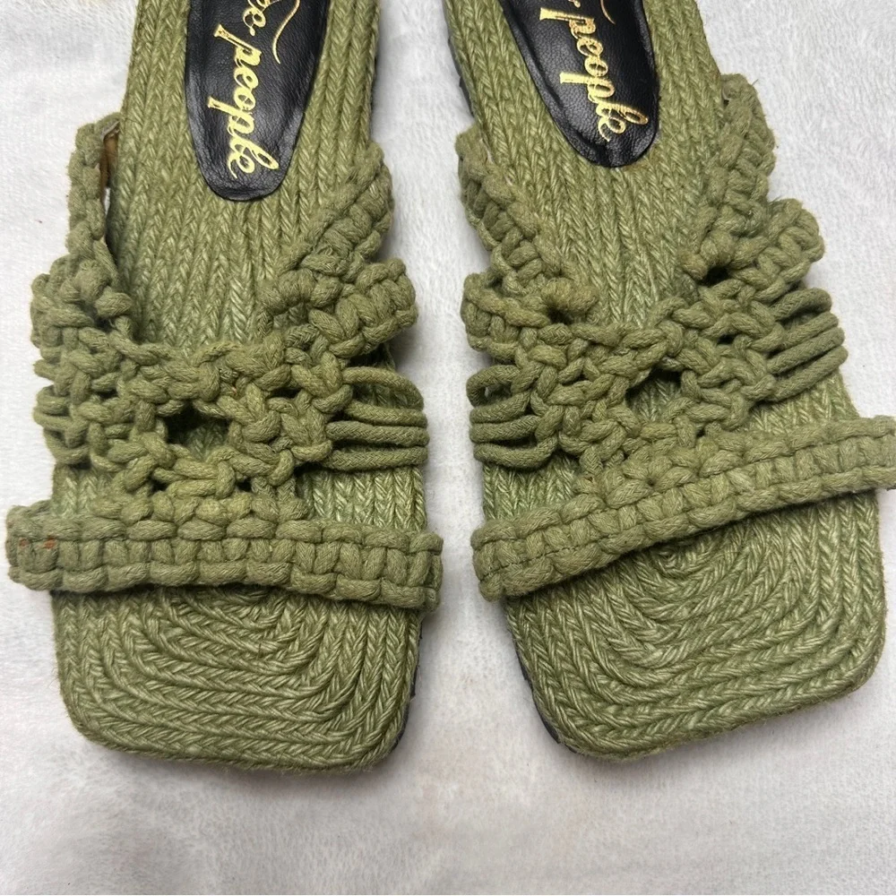 Free People Sandri Macrame Sandals in Olive Green Womens EU 37.5/ US 7